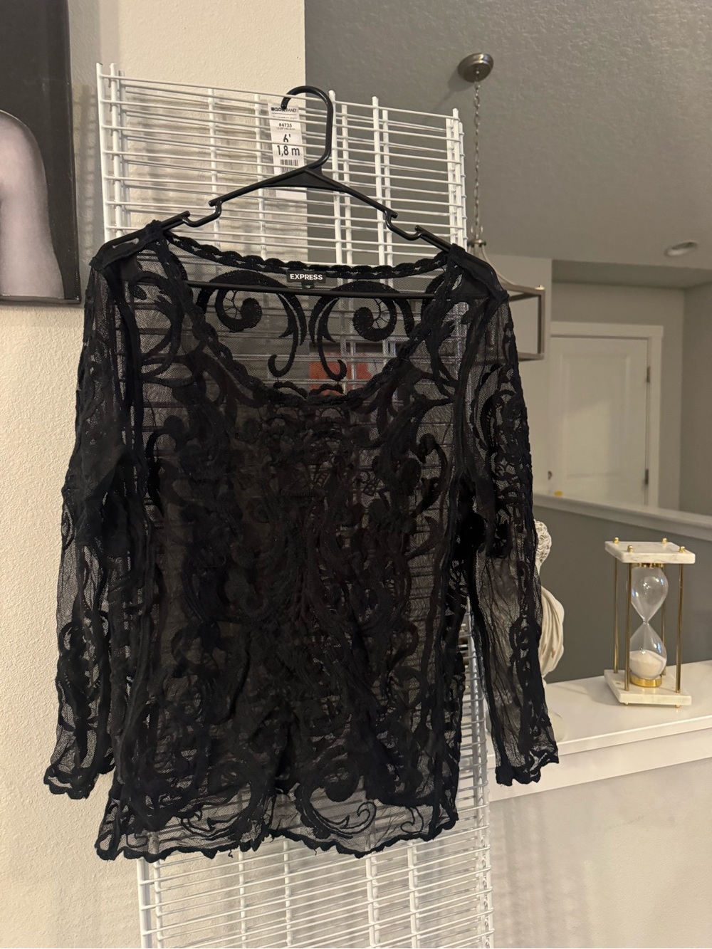 Express Black Sheer Lace Overlay Top